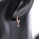 925 Silver Opal Huggie Hoop Earrings Moon Charms Piercing