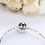 925 Sterling Silver Castle Clasp Bangles Women Bracelets Girls DIY Pulseras
