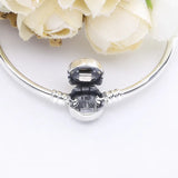 925 Sterling Silver Castle Clasp Bangles Women Bracelets Girls DIY Pulseras