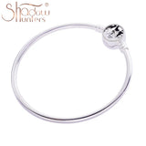 925 Sterling Silver Castle Clasp Bangles Women Bracelets Girls DIY Pulseras