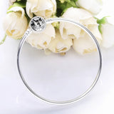 925 Sterling Silver Castle Clasp Bangles Women Bracelets Girls DIY Pulseras