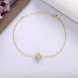 925 Silver Chain Bracelet Love Knot Crystal CZ Charm Girl Christmas Gift