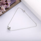 925 Silver Chain Bracelet Love Knot Crystal CZ Charm Girl Christmas Gift