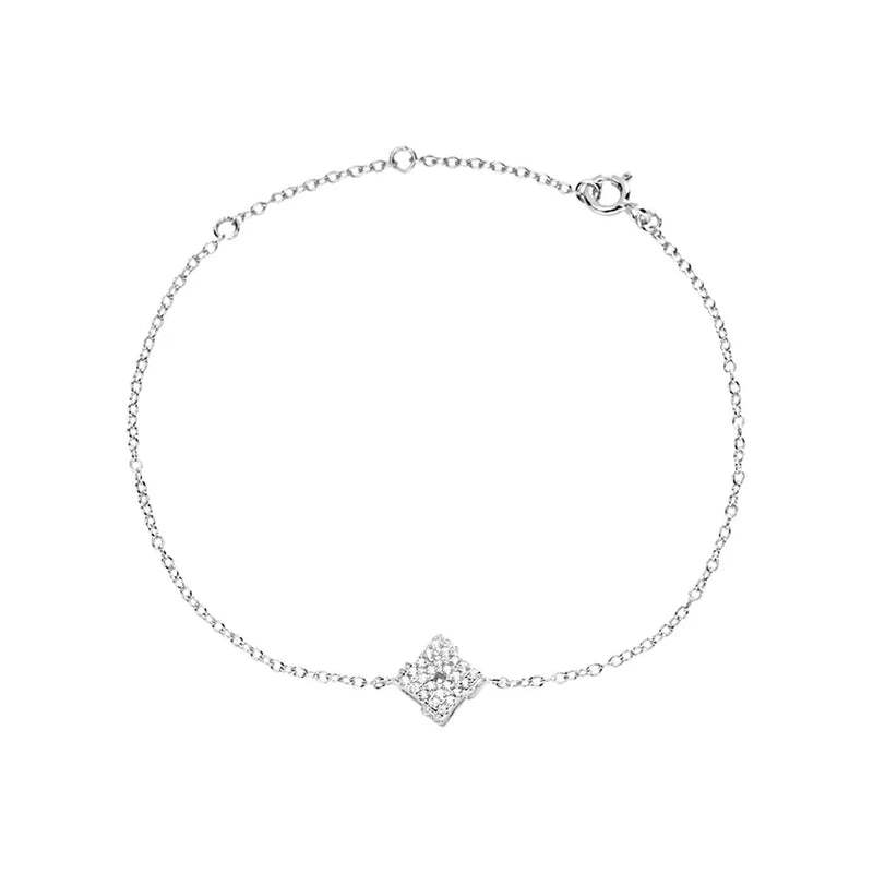 925 Silver Chain Bracelet Love Knot Crystal CZ Charm Girl Christmas Gift