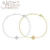 925 Silver Chain Bracelet Love Knot Crystal CZ Charm Girl Christmas Gift