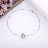 925 Silver Chain Bracelet Love Knot Crystal CZ Charm Girl Christmas Gift