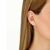 925 Silver Square Stud Earrings CZ Women's Jewelry Cube Shape