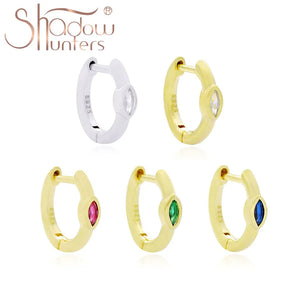 925 Silver Colorful Crystal Huggie Hoop Earrings Women Jewelry