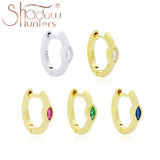925 Silver Colorful Crystal Huggie Hoop Earrings Women Jewelry