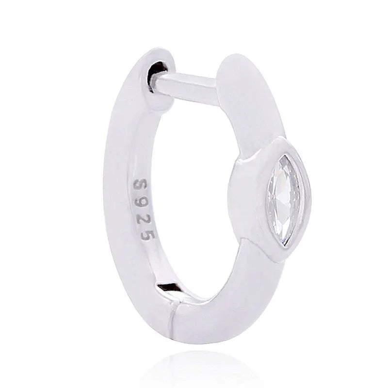 925 Silver Colorful Crystal Huggie Hoop Earrings Women Jewelry