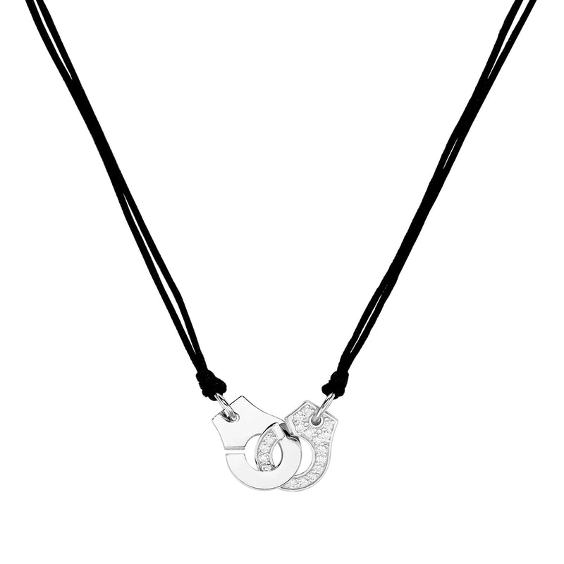 925 Sterling Silver Crystal Handcuffs Necklace Europe Women Menottes Collier