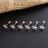 925 Silver Crystal Stud Earrings Flower Crown Tenny Earrings