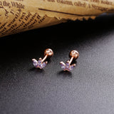 925 Silver Crystal Stud Earrings Flower Crown Tenny Earrings