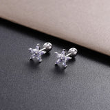 925 Silver Crystal Stud Earrings Flower Crown Tenny Earrings