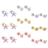 925 Silver Crystal Stud Earrings Flower Crown Tenny Earrings