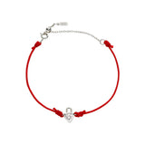 925 Sterling Silver Crystal Lock Bracelet Red Rope Adjustable Length