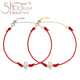 925 Sterling Silver Crystal Lock Bracelet Red Rope Adjustable Length