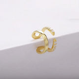 925 Silver Ear Cuff Clear CZ Double Row Earrings Women
