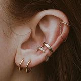 925 Silver Ear Cuff Clear CZ Double Row Earrings Women