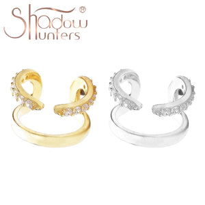 925 Silver Ear Cuff Clear CZ Double Row Earrings Women