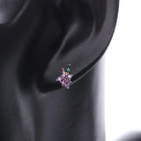 925 Silver Purple Crystal Grape Stud Earrings for Women