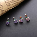 925 Silver Purple Crystal Grape Stud Earrings for Women