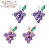 925 Silver Purple Crystal Grape Stud Earrings for Women