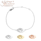 925 Sterling Silver Rhinestone Handcuffs Bracelet Zircon Menottes