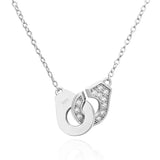 925 Silver Handcuffs Necklace with Zircon Choker for Women