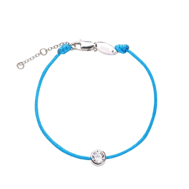 925 Silver Bracelet Redline String Crystal Women Jewelry