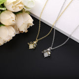 925 Silver Bee Pendant Necklace Clear Green Wings Women Gift