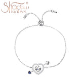 925 Silver Lucky Heart Charms Bracelet Adjustable Women Jewelry