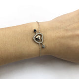 925 Silver Lucky Heart Charms Bracelet Adjustable Women Jewelry