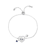 925 Silver Lucky Heart Charms Bracelet Adjustable Women Jewelry