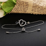 925 Silver Lucky Heart Charms Bracelet Adjustable Women Jewelry
