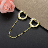 925 Silver Pearl Double Hoops Chain Earrings Woman Jewelry