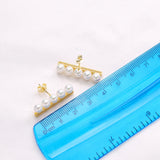 925 Silver Pearl Stud Earrings With Zircon Bar for Dating