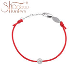 925 Sterling Silver Red Rope Bracelet with CZ Stone for Christmas