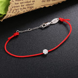 925 Sterling Silver Red Rope Bracelet with CZ Stone for Christmas