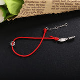 925 Sterling Silver Red Rope Bracelet with CZ Stone for Christmas