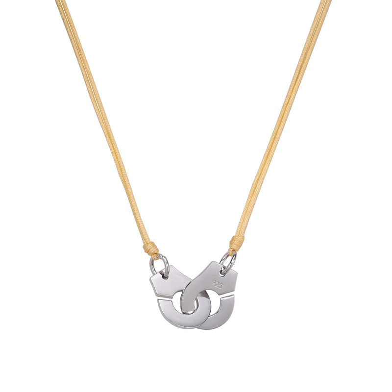 Real 925 Sterling Silver Handcuffs Necklace Women Menottes Europe