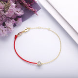 925 Sterling Silver String Bracelet With Heart Charm CZ Bracelets