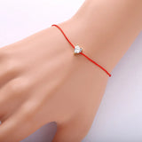 925 Silver Women String Bracelet With CZ Heart Charm
