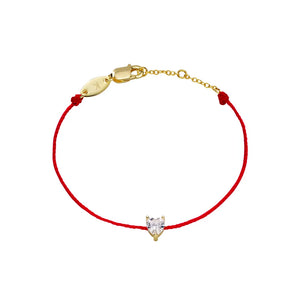 925 Silver Women String Bracelet With CZ Heart Charm