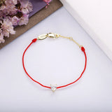 925 Silver Women String Bracelet With CZ Heart Charm