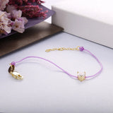 925 Silver Women String Bracelet With CZ Heart Charm