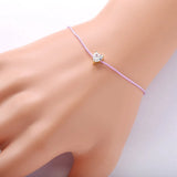 925 Silver Women String Bracelet With CZ Heart Charm