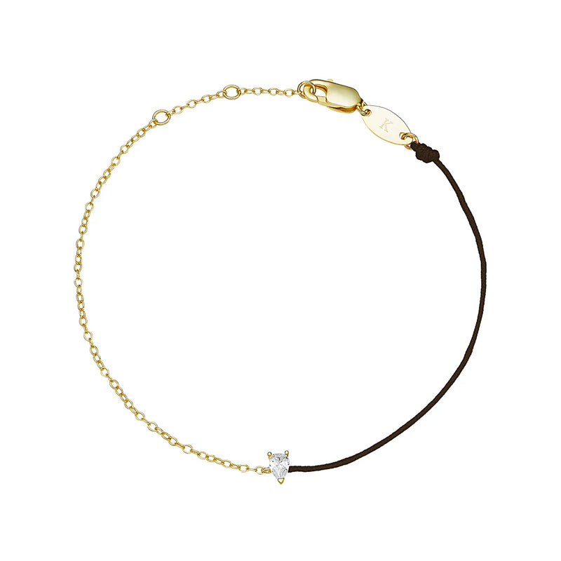 925 Silver Bracelet with Clear Pear Charm