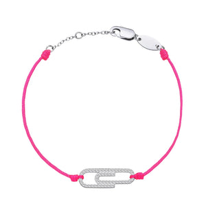 925 Silver Hot Pink String Bracelet Paperclip Zircon Jewelry