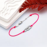 925 Silver Hot Pink String Bracelet Paperclip Zircon Jewelry